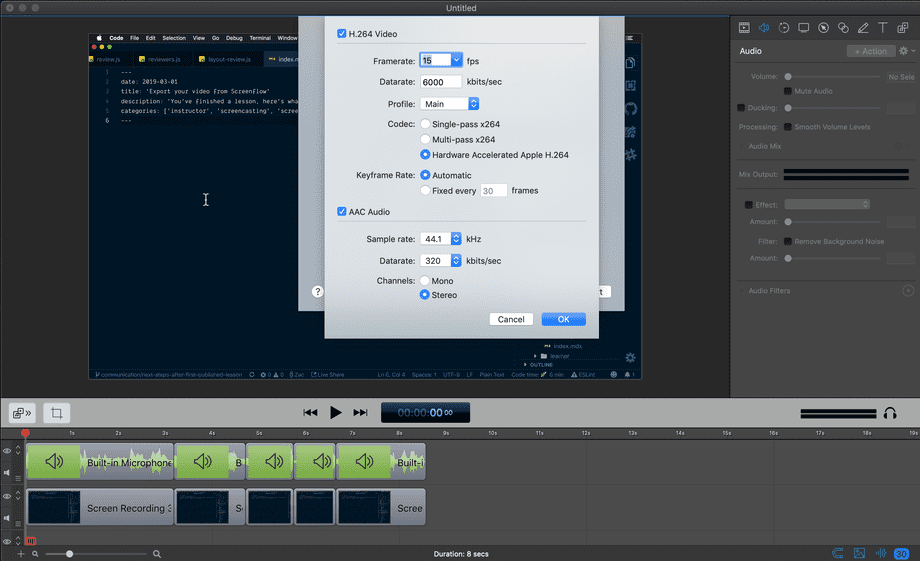 screenshot of customized preset