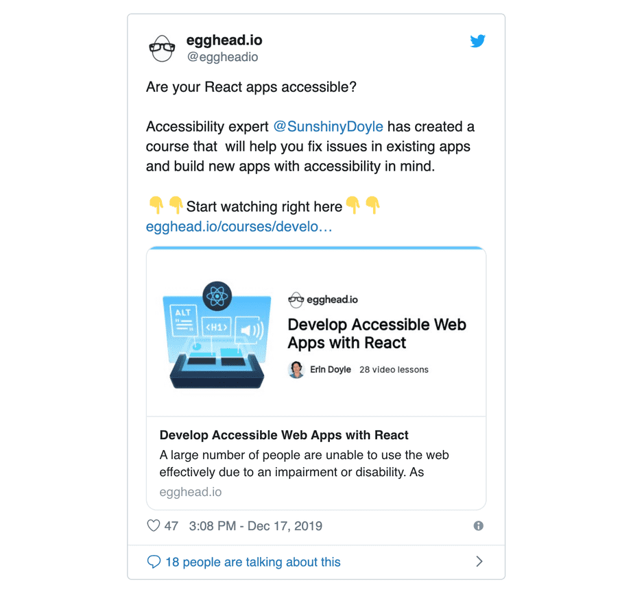 egghead course announcement tweet